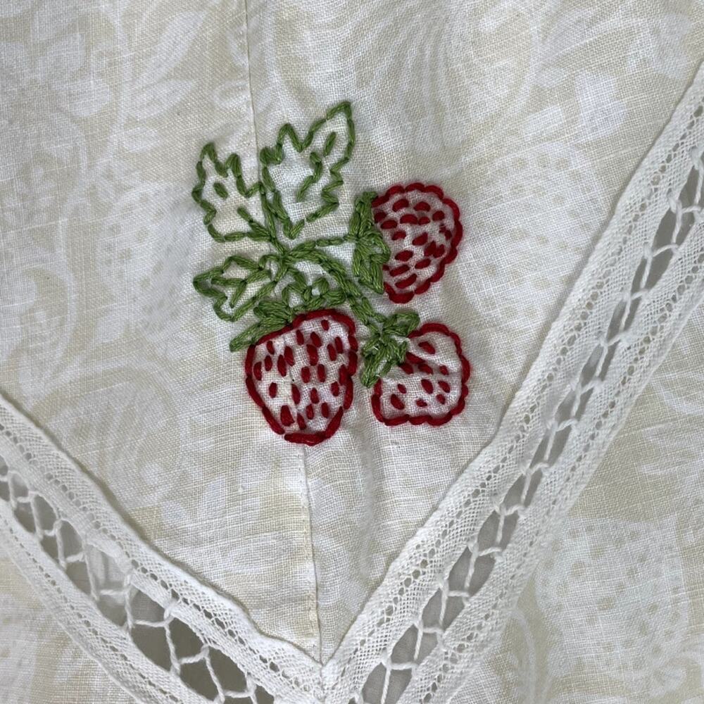 VTG 90s 100% Cotton Floral Strawberry A-Line Skirt 4P Cottage Boho Whimsy Y2K - Picture 5 of 14